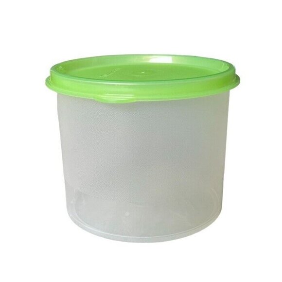 Vintage Tupperware Clear Containers 250 Green Lids NOS 2-1/2 Cups Set of 6 - Picture 2 of 10